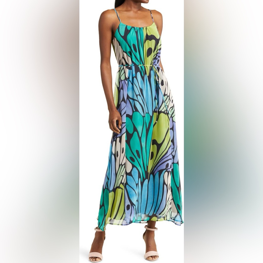 Sam Edelman Butterfly Print Maxi Dress Sz small NWT